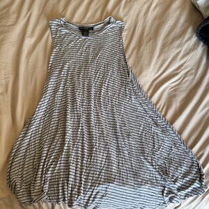 See You Monday Black and White Striped Midi Dress